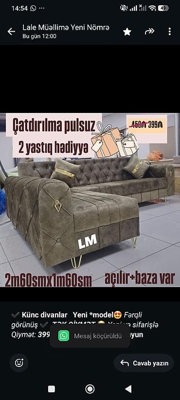 ✔️ *Künc divanlar* *Yeni *model*_😍 Fərqli görünüş ✔️ *TƏK QİYMƏT* 😎 — 1