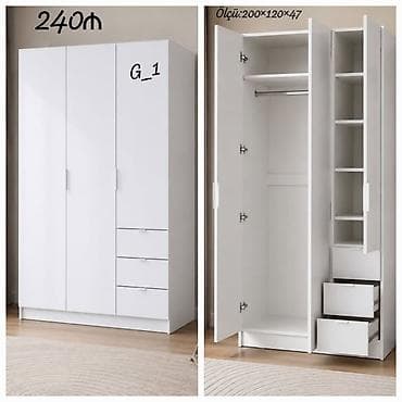 Ağ rəngli üç qapılı gardırob – model G_1 - Ölçü: 200×120×47 sm lalafo.az -da Ağ rəngli üç qapılı gardırob – model G_1 - Ölçü: 200×120×47 sm