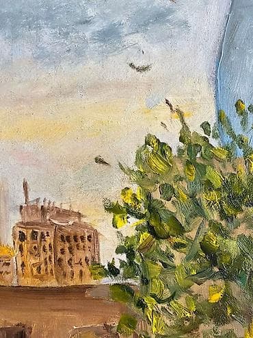 ev dekor: Məhsul: Orijinal yağlı boya tablo Təsvir: - Mövzu: Şəhər mənzərəsi – — 4