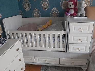 mebel masa: Oğlan və qız üçün, İşlənmiş, Dördbucaq, Beşik, Dəst ilə, Matras ilə, Yellənmə mexanizm ilə — 2