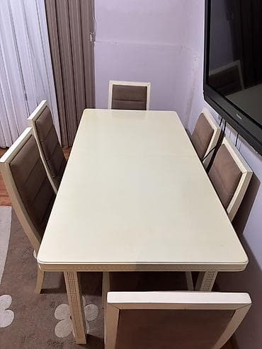 stul alıram: Qonaq otağı üçün, Açılmayan, Dördbucaq masa, 6 stul — 1