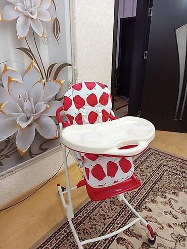 Uşaq geyimi və ayaqqabıları: Uşaq yemək stulu – qırmızı-ağ alma naxışlı - Rahat və yumşaq — 3