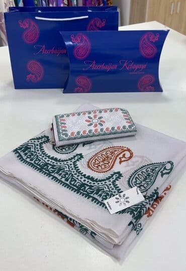 suvenir hədiyyələr: Məhsul: Azərbaycan kəlçəyi (kelagayi) dəsti - Tərkib: 100% təbii ipək — 5