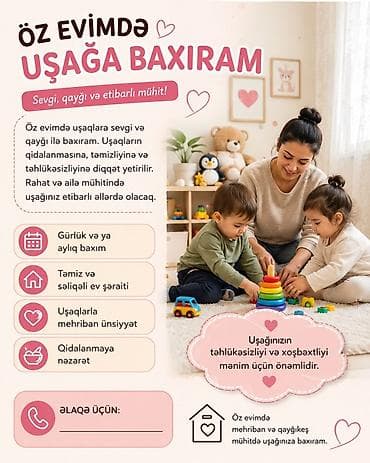 🌸 Evdə Uşaq Baxıcılığı Xidməti 🌸 Salam. Öz evimdə uşaqlara sevgi və lalafo.az -da 🌸 Evdə Uşaq Baxıcılığı Xidməti 🌸 Salam. Öz evimdə uşaqlara sevgi və