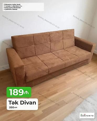 Tək divan – 200 sm - Mexanizm: açılan, bazalı (yataq funksiyalı və