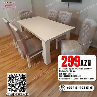 plasmas masalar: Qonaq otağı üçün, Yeni, Açılan, Dördbucaq masa, 6 stul — 1