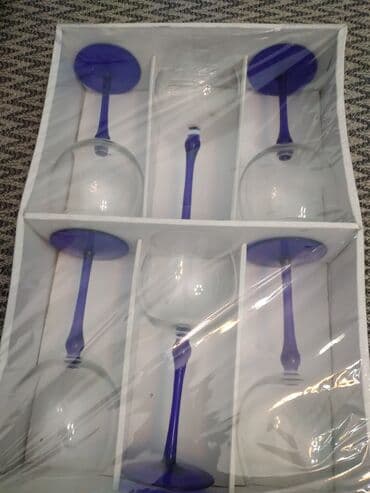 sovetin qablari: Stəkanlar, rəng - Göy, Şüşə, 6 ədədli dəst — 2