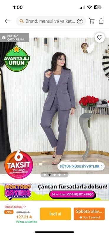 Boz rəngdə qadın kostyumu, rəsmi görüşlərdə və ya ziyafətlərdə lalafo.az -da Boz rəngdə qadın kostyumu, rəsmi görüşlərdə və ya ziyafətlərdə