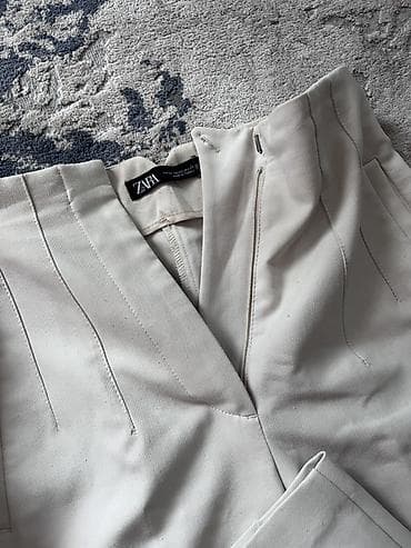 zara: ZARA qadın klassik şalvar - Rəng: açıq bej/ivori - Kəsim: düz, yuxarı — 2