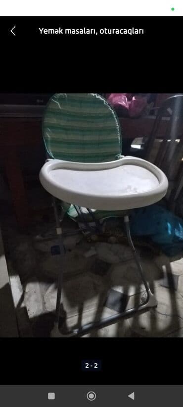 yun bodilər: Uşaq yemək stulu - Yüksək uşaq stulu, qatlanan metal karkas - Ön — 2