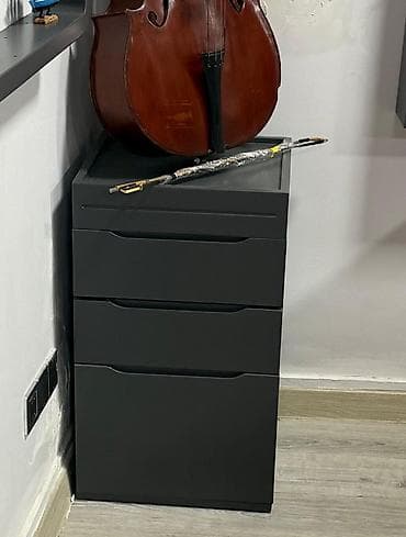 sade mebeller: Tünd boz rəngdə ofis/mebel dəsti - Geniş konsol şkaf: iki tərəfli — 3