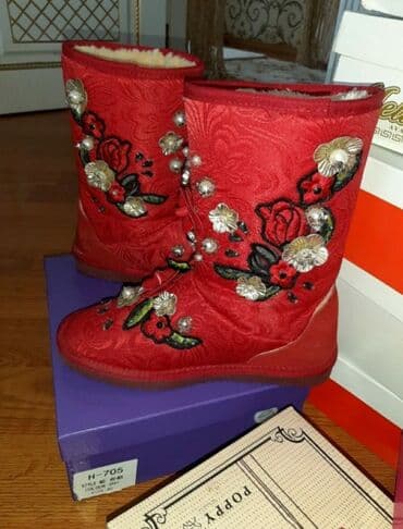 Угги: Ботфорты, Balenciaga, Размер: 39, цвет - Красный, Б/у — 3