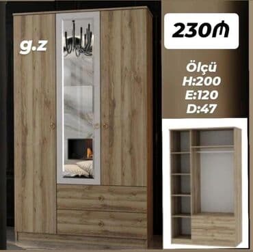 yulaf qiymeti: Yeni, Açılan, 3 qapılı Düz dolab, Qarderob, paltar dolabı, Azərbaycan — 3