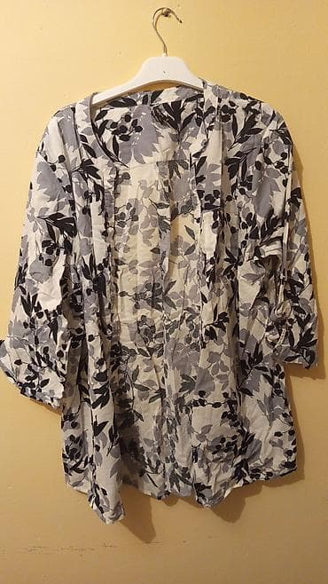 Qadın üçün nazik, yüngül tunika/kofta - Dizayn: Boz, qara və ağ