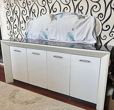 Ağ-qrafit rəng çalarında vitrin-bufet dəsti - Material: korpus – — 3