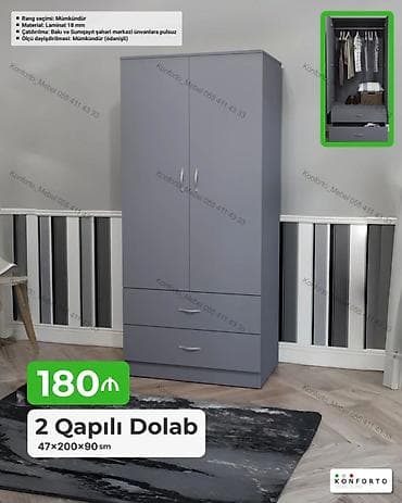 skafi: **2 Qapılı Dolab** **Məhsul haqqında məlumat:** * **Təsvir:** İki — 1
