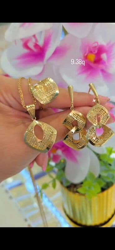 qas sirqalar: Sırğa, Sarı qızıl, 585 Əyar, 123 g, Ödənişli çatdırılma, Ünvandan götürmə — 2