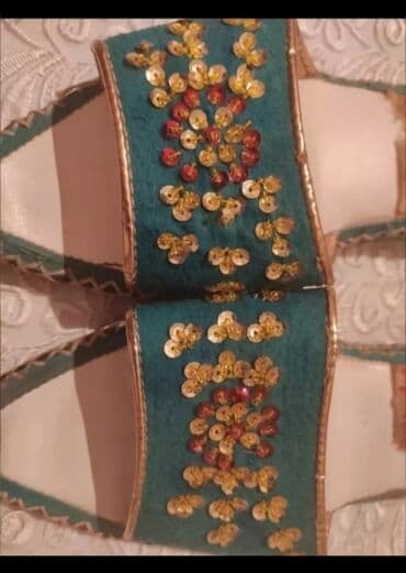 женские велюровые тапочки: Tərliklər, Ölçü: 37, rəng - Yaşıl, İşlənmiş — 2