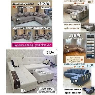 Künc divan dəstləri – müxtəlif modellər və ölçülər - Ölçülər: 280x200