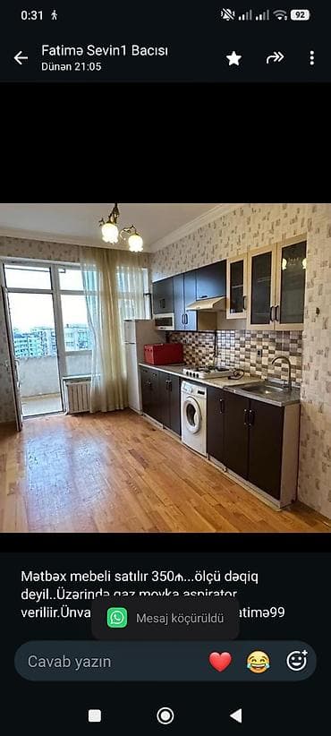 Mətbəx mebeli satılır 350₼. ölçü dəqiq deyil. Üzərində qaz moyka
