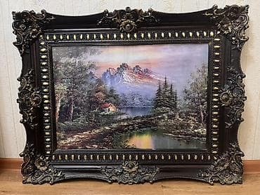 Rəsm tablo – dağ mənzərəsi, bəzəkli çərçivə ilə Olcu: 85/65 - Süjet