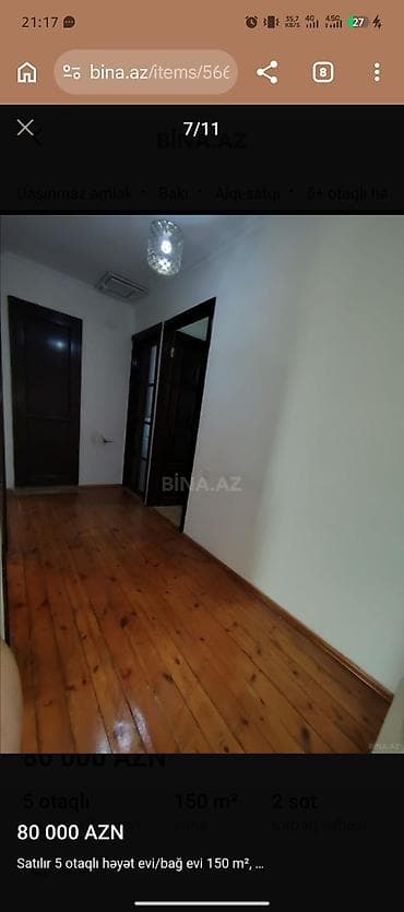 nar bagi: 5 otaqlı, 144 kv. m, Kredit yoxdur, Orta təmir — 7