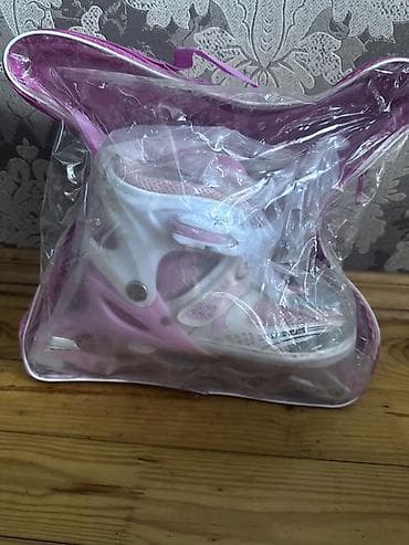 Uşaq üçün təkərli rolik, paten - Rəng: çəhrayı–ağ–boz - Korpus: sərt — 1