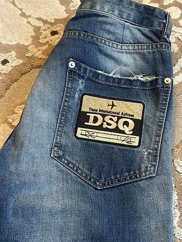 dsq: DSQ brend detalli mavi kişi cins şalvarı - Rəng: tünd mavi, açıq — 2