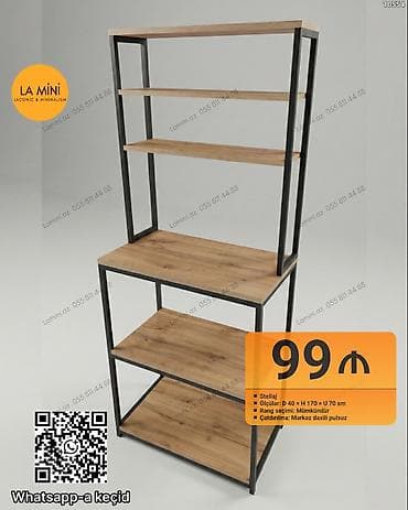 etir polkasi: Stellaj – lakonik və minimal dizayn - Material: metalkarkas + taxta — 1
