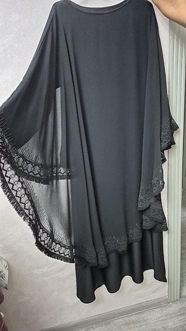 hicab geyimler: Qara abaya/panço-stil paltar - Rəng: klassik qara - Kəsim: sərbəst — 1