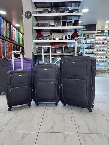 3-lü tekstil çamadan dəsti – qara rəng - Ölçülər: kabin ölçüsü