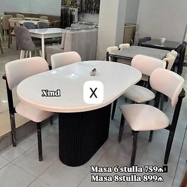 balkon stul: Oval formalı yemək dəsti: - Aşağı hissəsi şaquli relyefli qara — 1