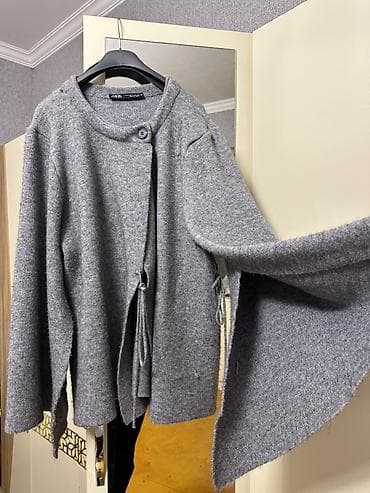 qar geyimi: Brend: ZARA Model: qadın üçün toxunma kardiqan/palto-ponço tipli üst — 1