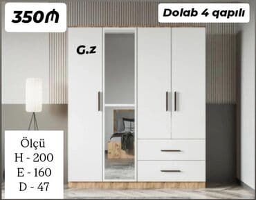 pol siyiran: Açılan, 4 qapılı Düz dolab, Qarderob, paltar dolabı — 1