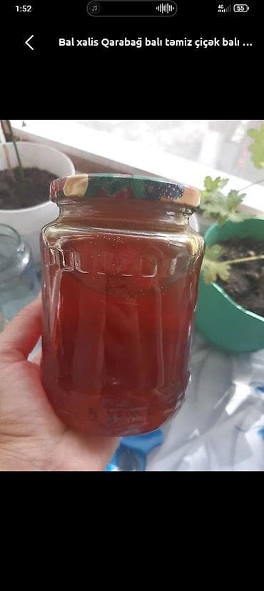 Qarabağ bölgəsindən təbii çiçək balı - Məhsul: Şüşə bankada süzülmüş