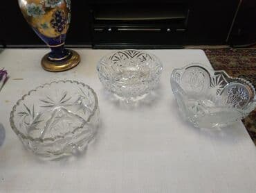 yuxuda xrustal qab gormek: Kəllə-kəsik naxışlı şüşə/qədimi üslubda kəsilmiş kristal qablar dəsti — 1