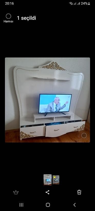 yeni mebeller: Yeni, Düz TV altlığı, Polkalı, Laminat — 1