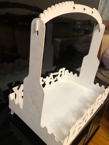 xoncaların bəzədilməsi: Uşaq tədbirləri üçün dekorativ “BABY” səbət/stand - Material: ağ — 2