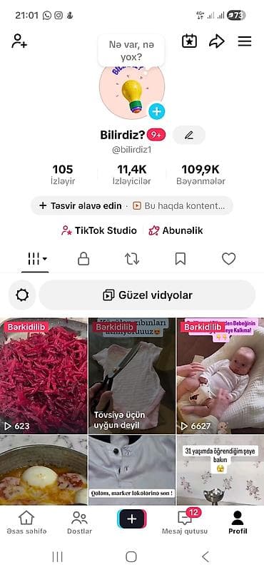 Xidmət: TikTok kontent səhifəsi – “Bilirdiz?” (@bilirdiz1) Təsvir: -