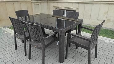 stol ucuz: Yeni, Dördbucaq masa, 6 stul, Açılmayan, Stullar ilə, Plastik, Türkiyə — 3