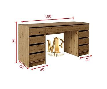 spicka bloku: İki tərəfli çekmecəli iş masası - Ölçülər: uzunluq 150 sm, hündürlük — 3