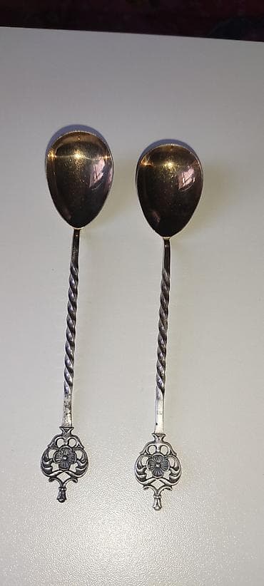 Gümüş çay qaşıqları dəsti (2 ədəd) - Material: 98 faiz tam gümüş — 2