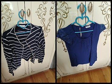 Qadın geyim dəsti - Qara-ağ zolaqlı, düyməli kardiqan/jaket