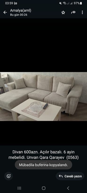 mebilər: Künc divan — 1