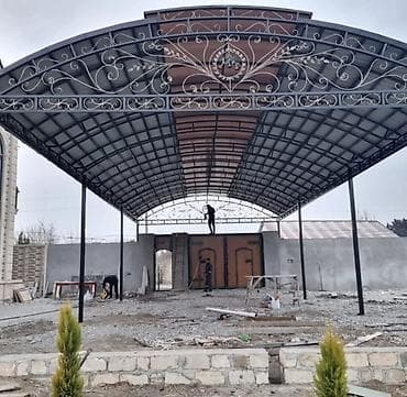 Dekorativ dəmir konstruksiya və naves (üstüörtülü meydança)