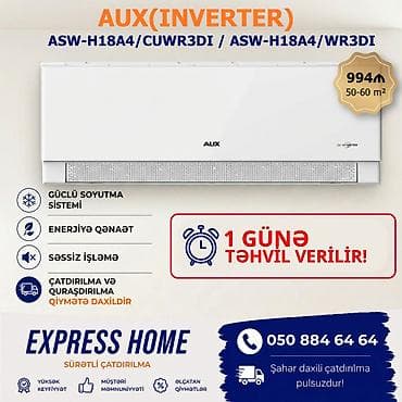 Kondisioner AUX, Yeni, 50-60 kv. m, Split sistem, Kredit yoxdur, Pulsuz quraşdırılma