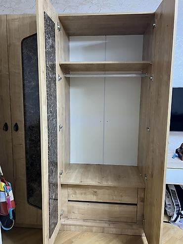 boru: İki qapılı geyim dolabı - Material: ağac teksturalı laminat, tünd — 2