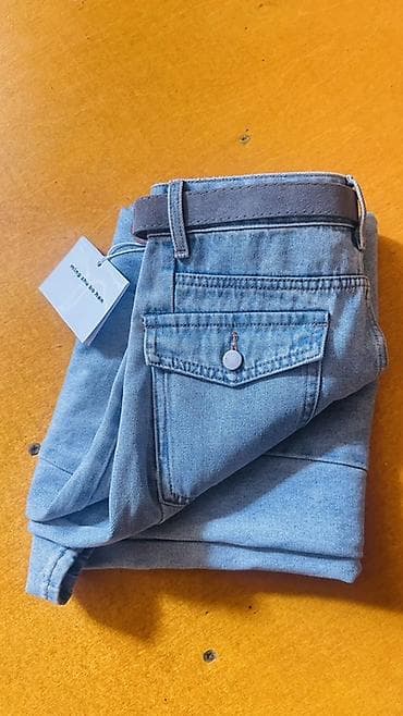 cins salvar: Mavi açıq tonlarda düz kəsimli cins şalvar - Parça: klassik denim — 2