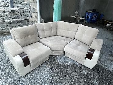 ps4 kreslo: Bej rəngdə künc divan dəsti - Tərkib: 2 böyük üçoturacaqlı modul + — 6