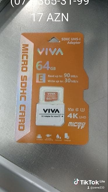 VIVA MicroSDXC UHS-I yaddaş kartı – 64 GB - Oxuma sürəti: 90 MB/s-ə — 1